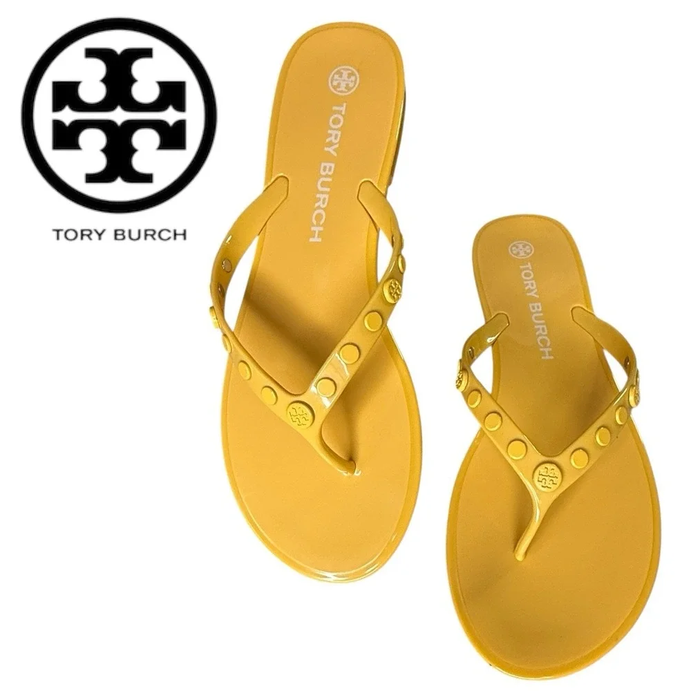 Tory Burch Studded Jelly Thong Flip Flop Sandals in Tangerine Orange size 10